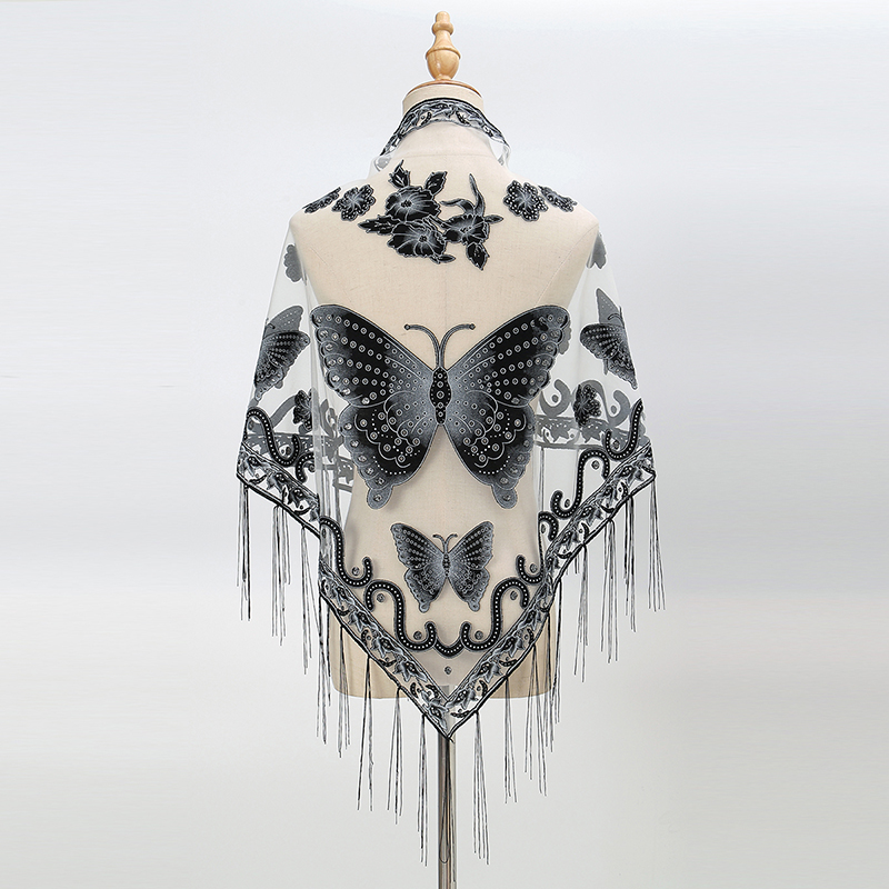 Fashion Triangle Scarf Butterf - مراجعة Tassel Fringe Trim وسعره