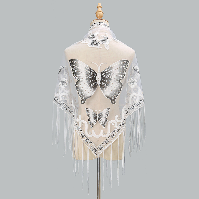 Fashion Triangle Scarf Butterf - مراجعة Tassel Fringe Trim وسعره