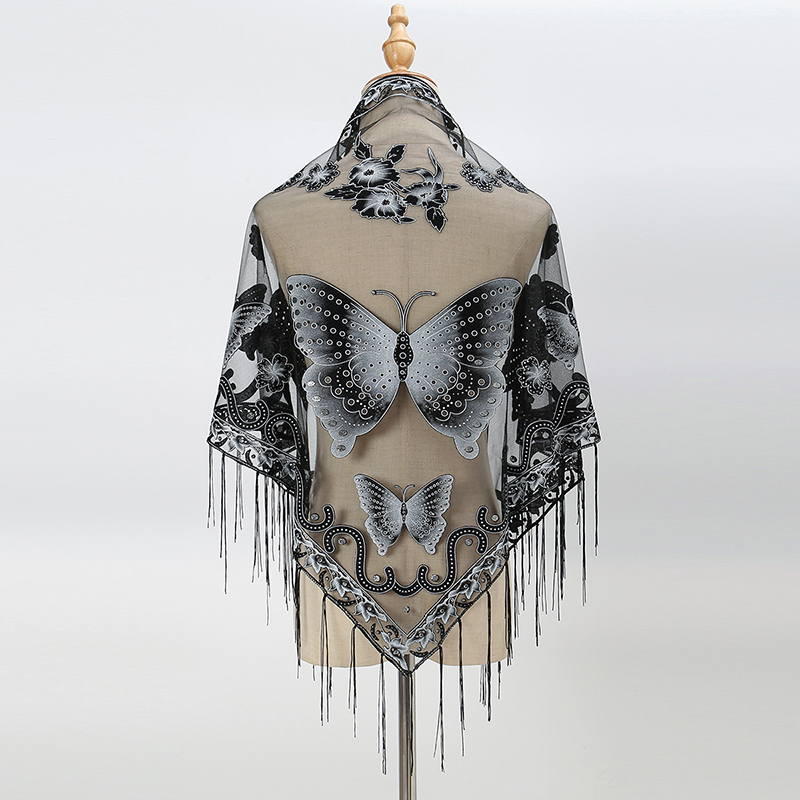 Fashion Triangle Scarf Butterf - مراجعة Tassel Fringe Trim وسعره