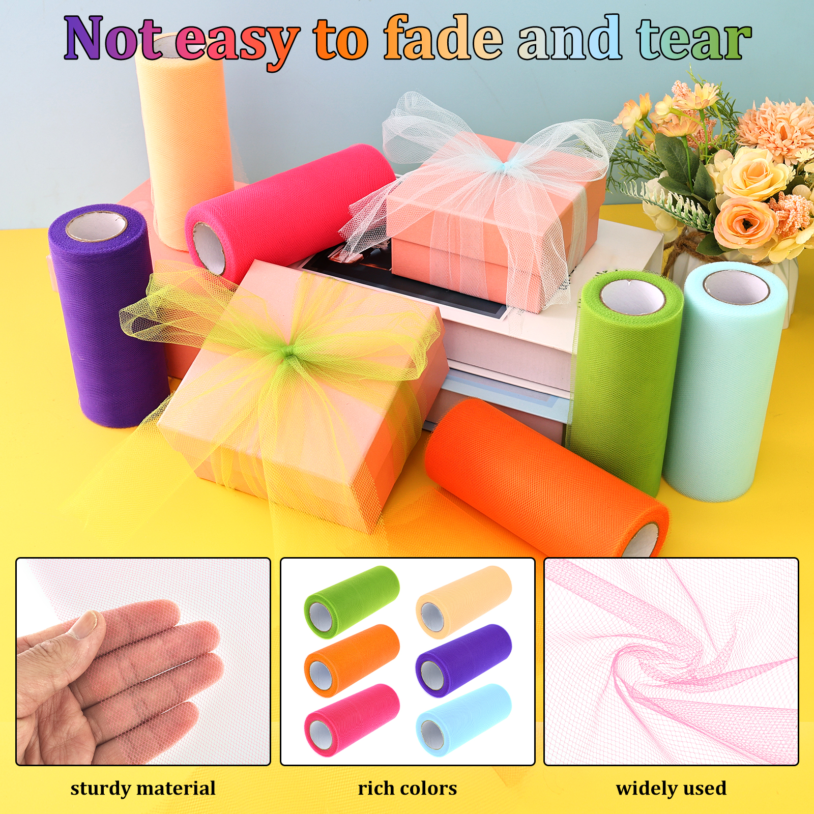 6 Colours Organza Tulle Fabric - مراجعة Organza Ribbon Spool وسعره