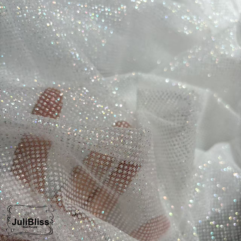 Shimmering White Glitter Tulle - مراجعة Sequin Fabric Panel وسعره