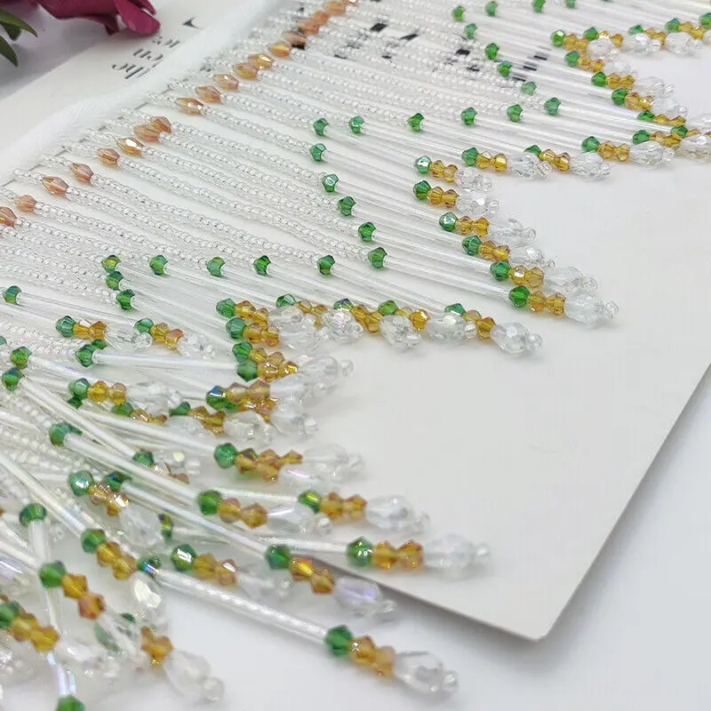 Glass Tube Fringe Tassel 16cm  - مراجعة Beaded Trim Fringe وسعره