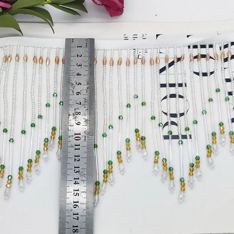 Glass Tube Fringe Tassel 16cm  - مراجعة Beaded Trim Fringe وسعره