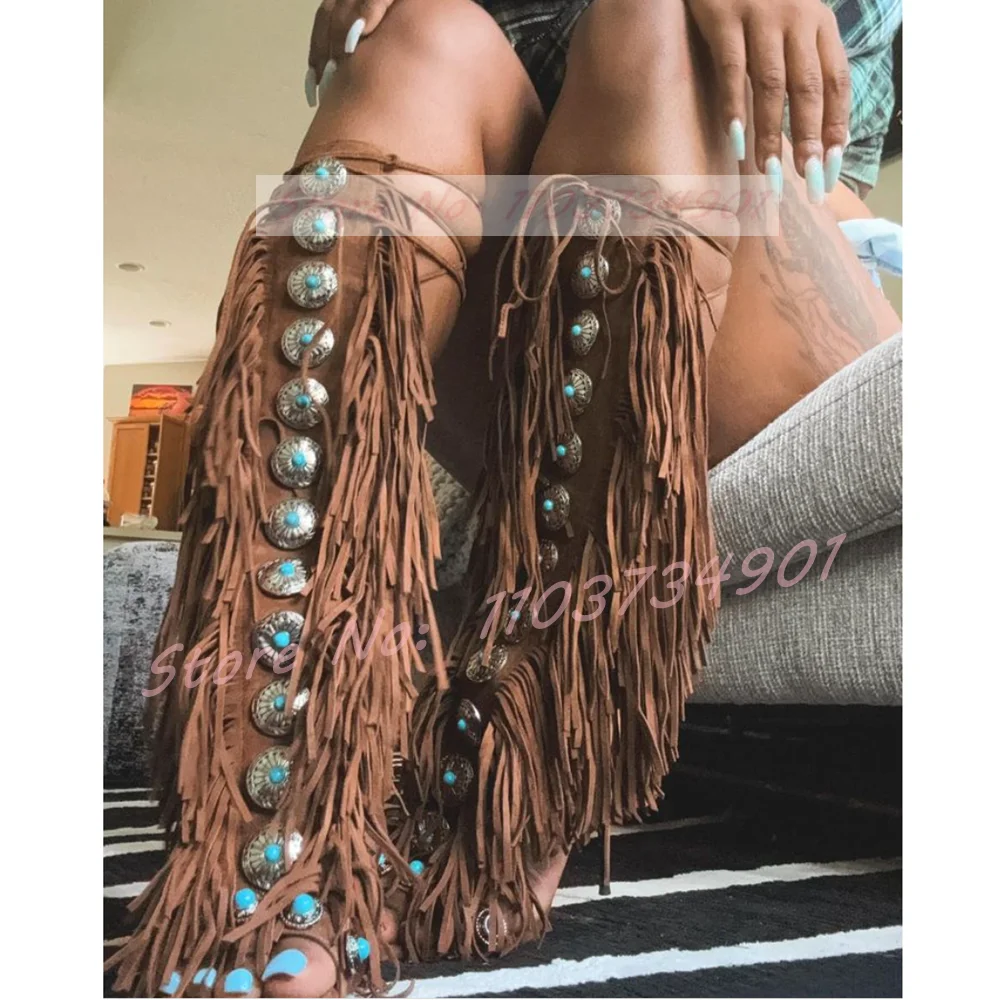 Tassels Open Toe Gems Knee Hig - مراجعة Tassel Fringe Trim وسعره