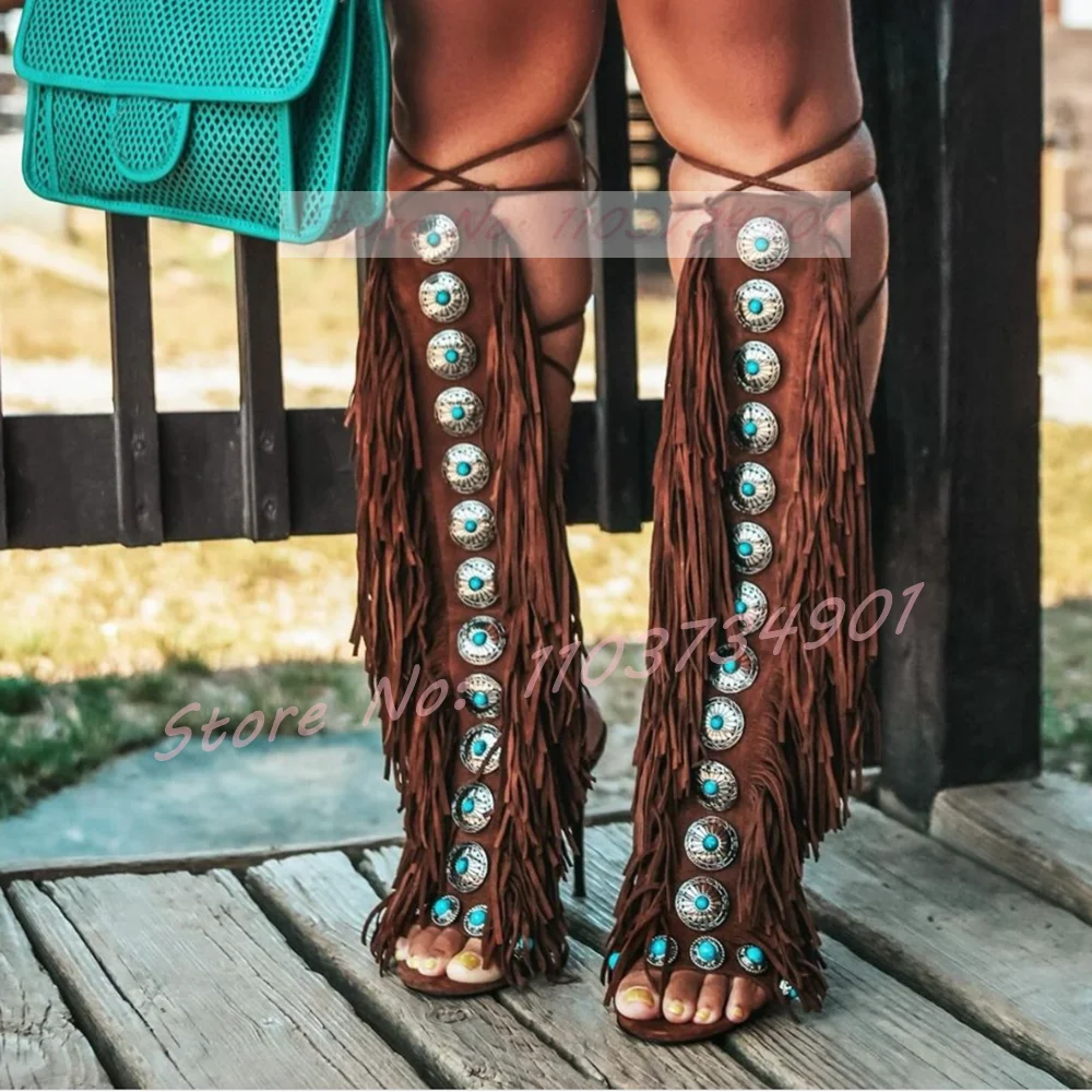 Tassels Open Toe Gems Knee Hig - مراجعة Tassel Fringe Trim وسعره