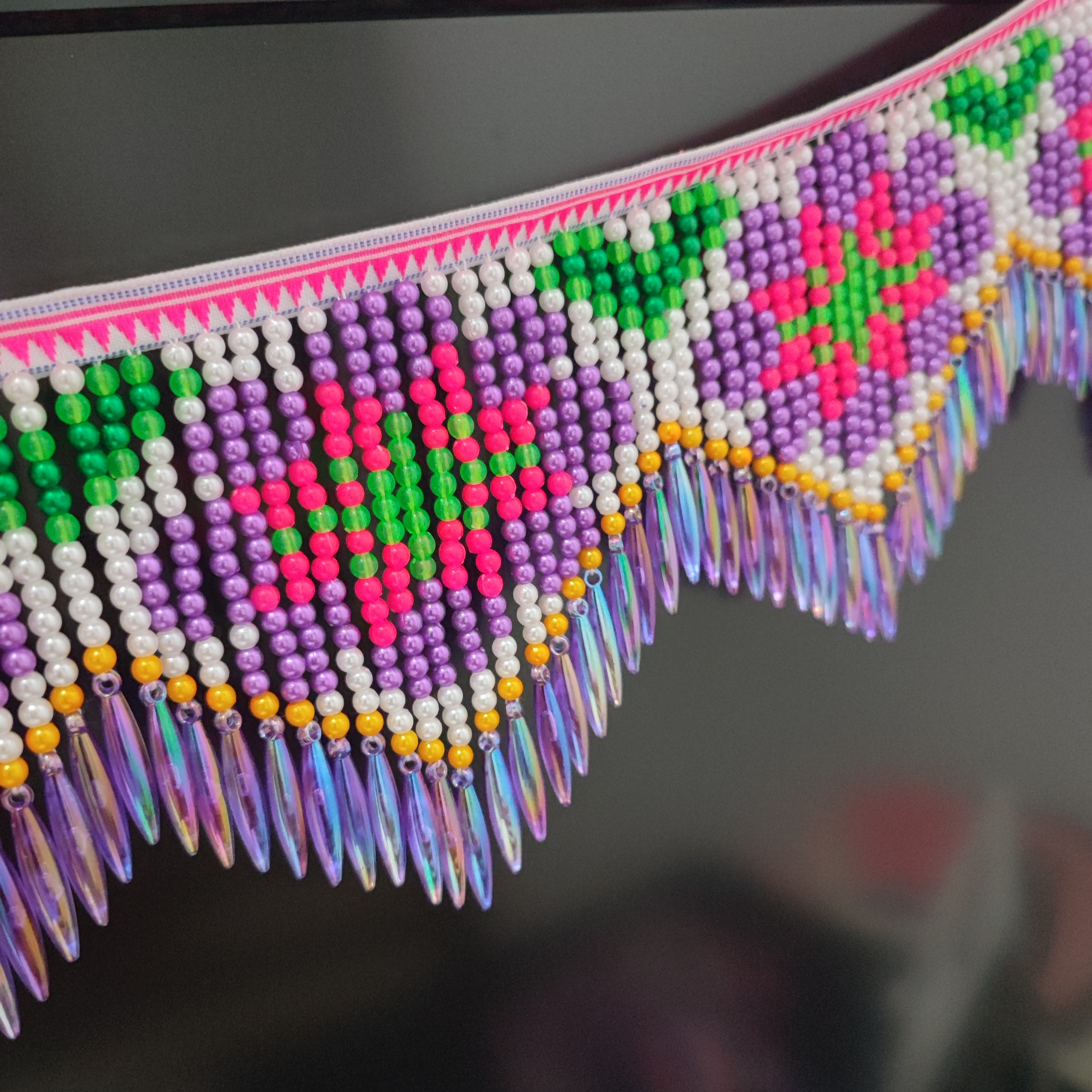 10cm Wide Purple Daisy Pattern - مراجعة Beaded Trim Fringe وسعره