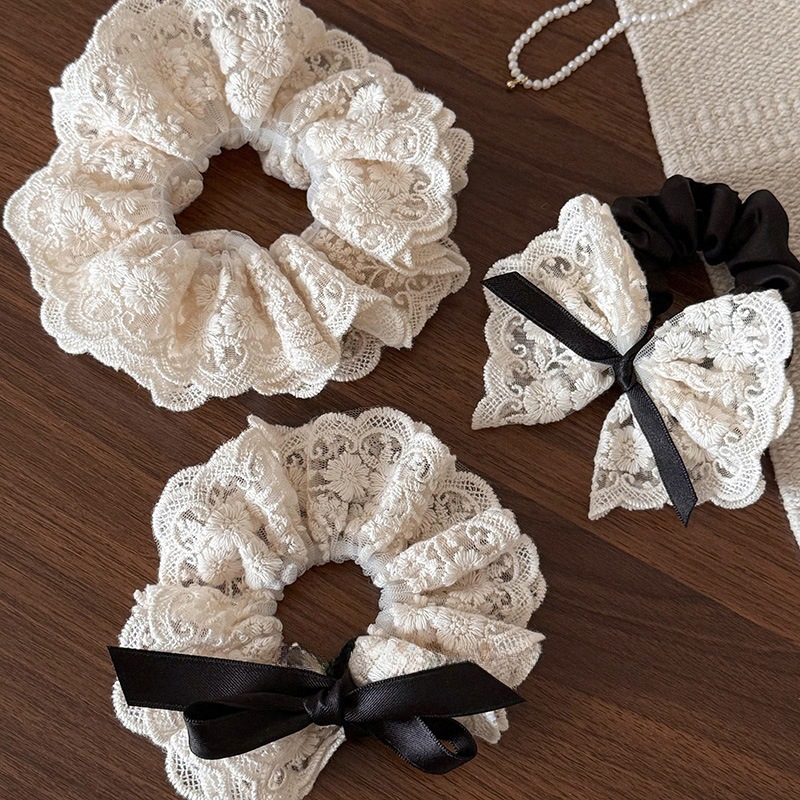French retro double layered bo - مراجعة Lace Ribbon Trim وسعره