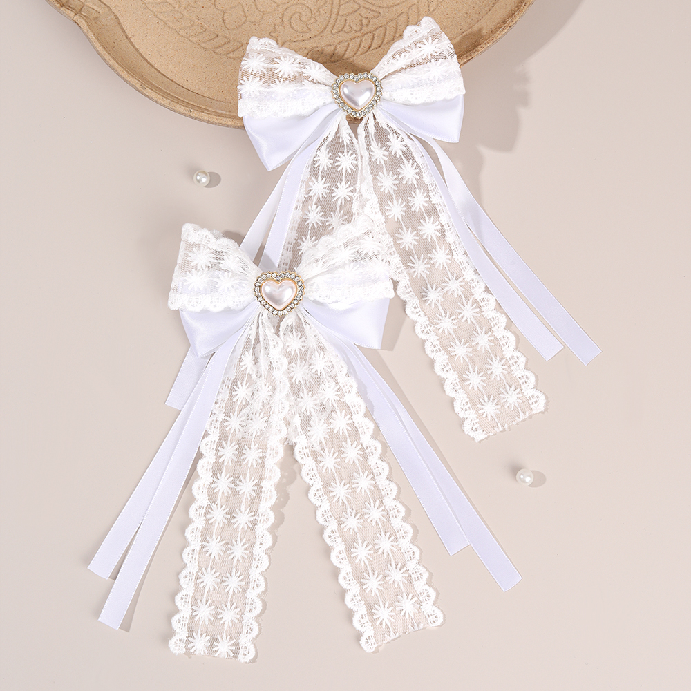 2Pcs Flower Lace Bow Hair Clip - مراجعة Lace Ribbon Trim وسعره
