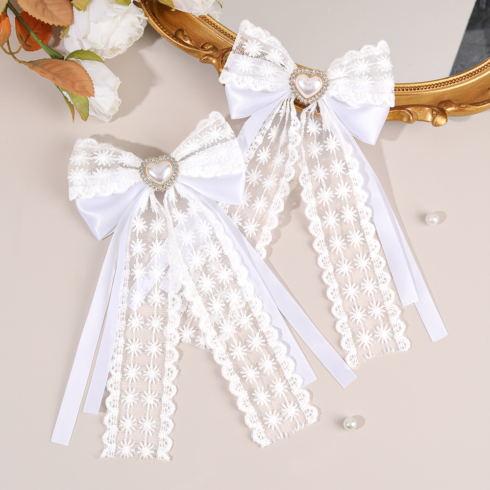 2Pcs Flower Lace Bow Hair Clip - مراجعة Lace Ribbon Trim وسعره