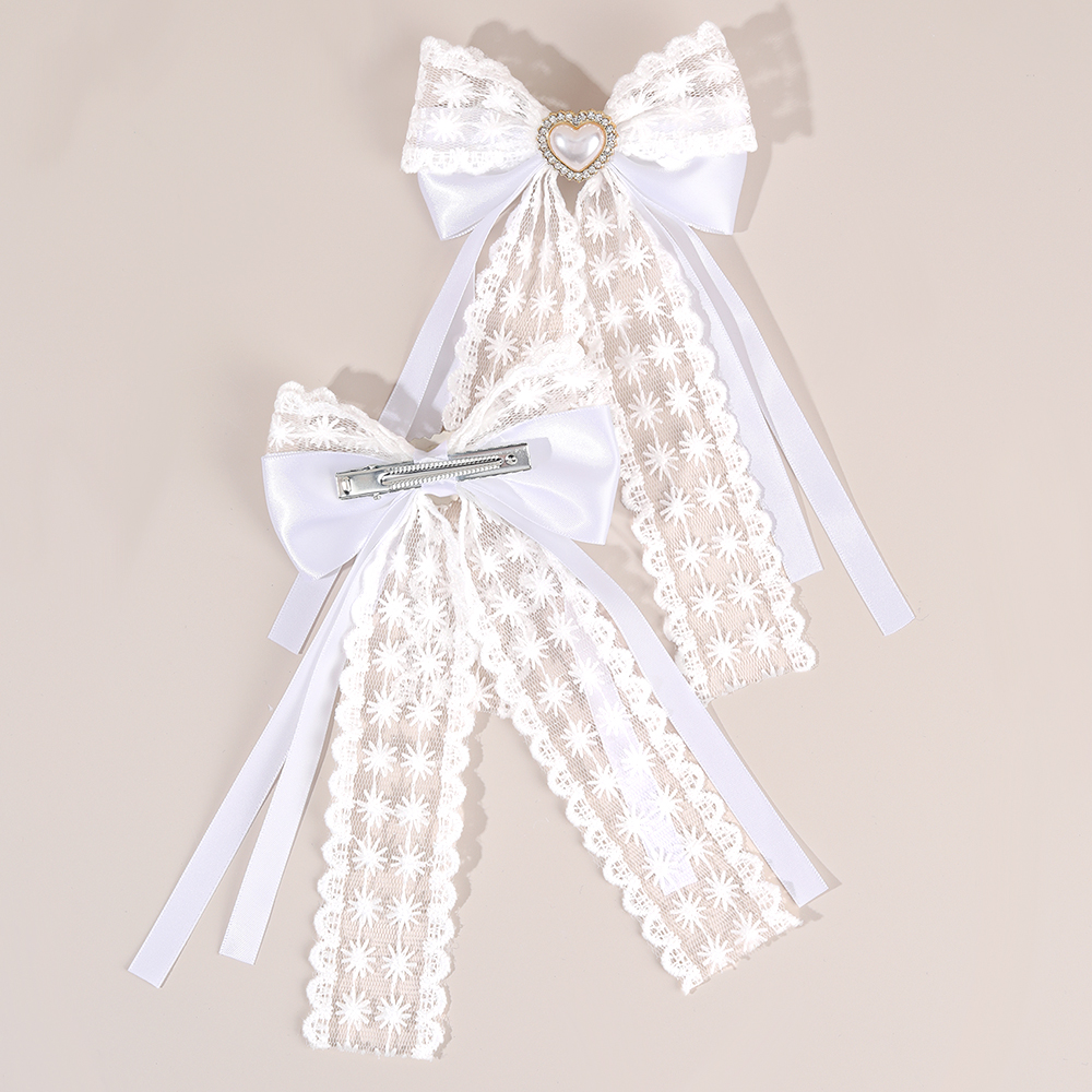 2Pcs Flower Lace Bow Hair Clip - مراجعة Lace Ribbon Trim وسعره