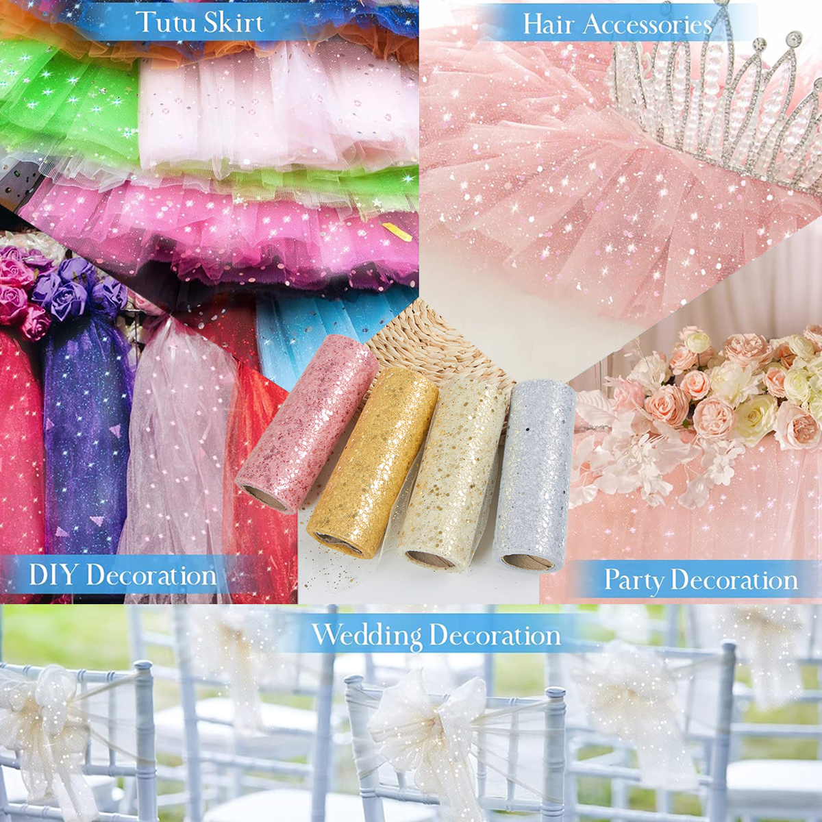 Glitter Tulle Rolls Birthday P - مراجعة Organza Ribbon Spool وسعره