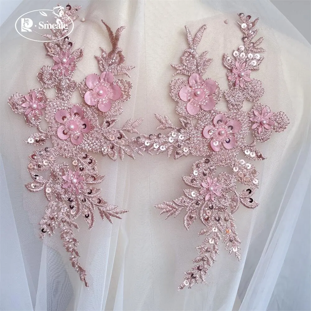 2PCS/1Pair New 12 Colors Sequi - مراجعة Applique Patch Flower وسعره