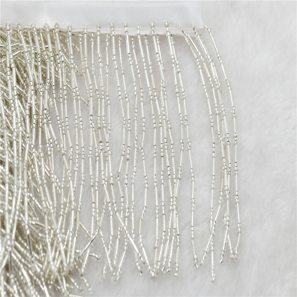 1yard 10cm wide glass Beaded F - مراجعة Beaded Trim Fringe وسعره