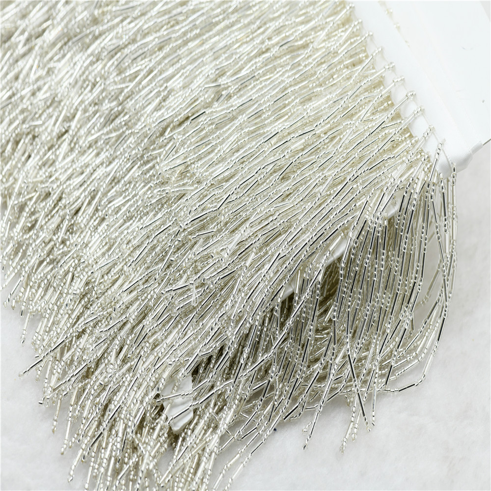 1yard 10cm wide glass Beaded F - مراجعة Beaded Trim Fringe وسعره