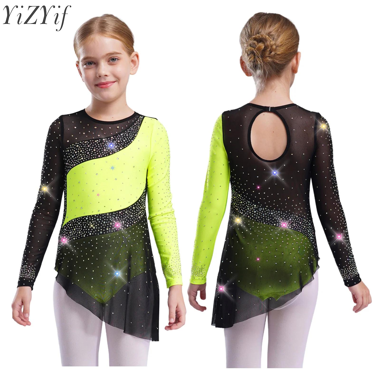 Kids Girls Ballet Leotard Dres - مراجعة Rhinestone Banding Trim وسعره