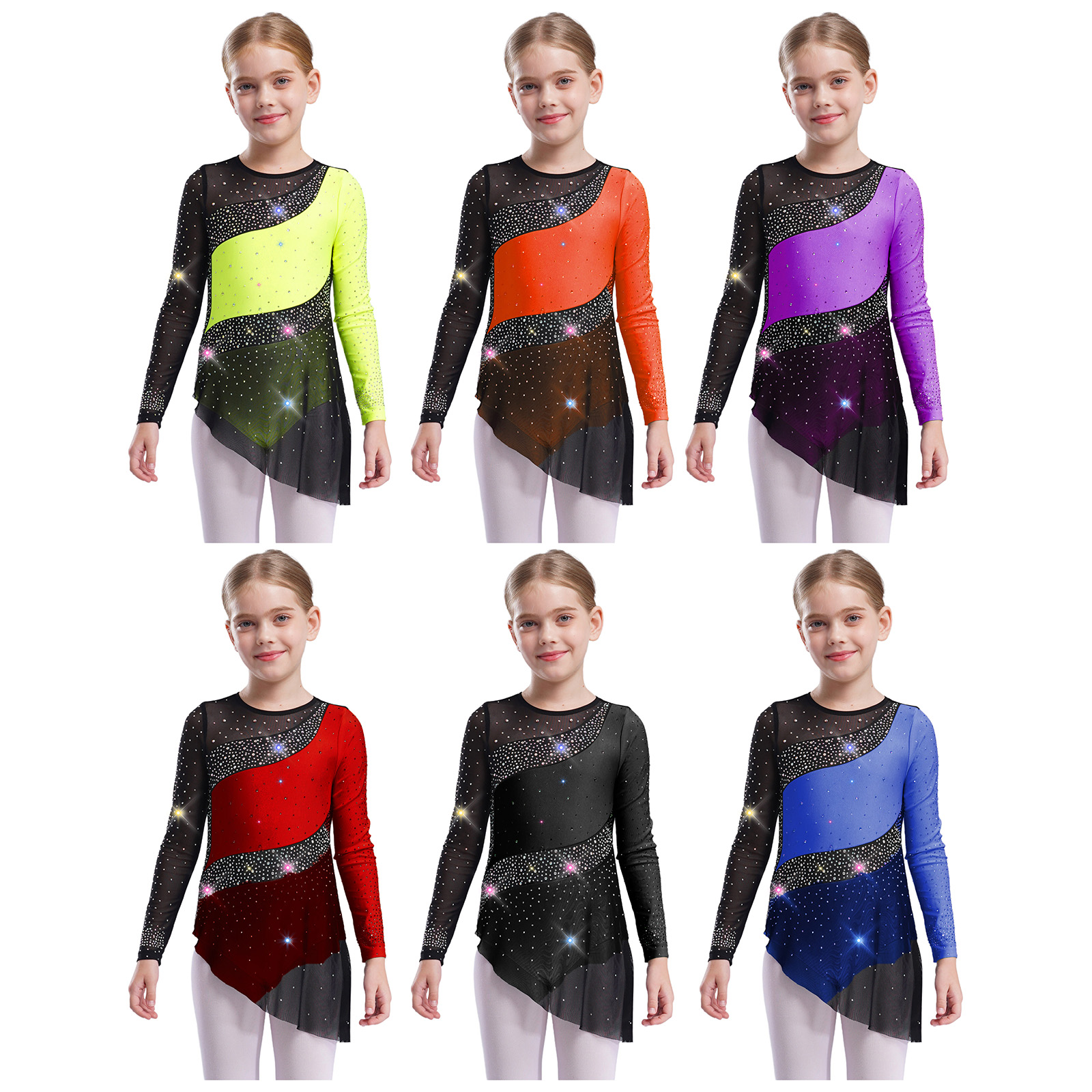 Kids Girls Ballet Leotard Dres - مراجعة Rhinestone Banding Trim وسعره