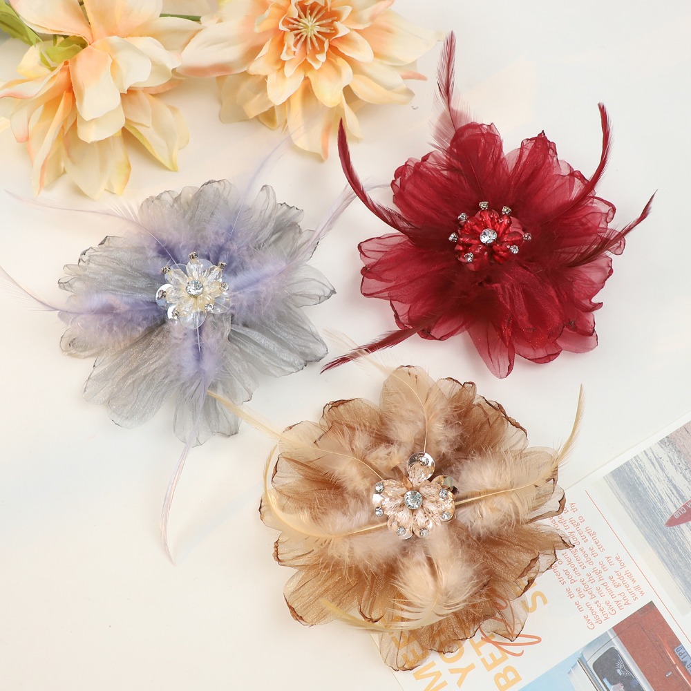 Handmade Mesh Feather Flower B - مراجعة Crystal Mesh Fabric وسعره
