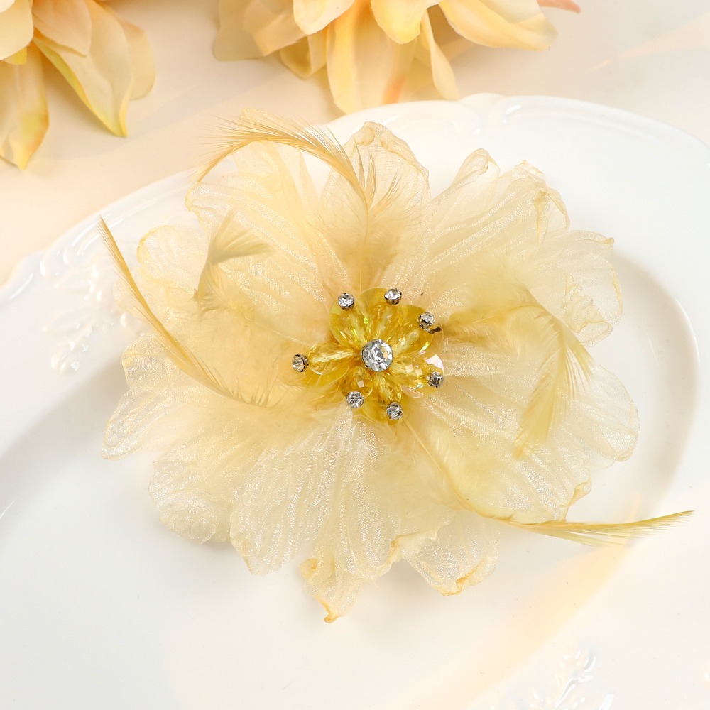 Handmade Mesh Feather Flower B - مراجعة Crystal Mesh Fabric وسعره