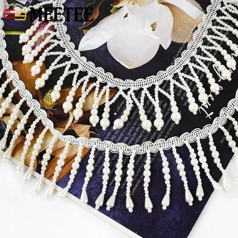 1/2Yards Pearl Beaded Tassel F - مراجعة Fringe Ribbon Sewing وسعره