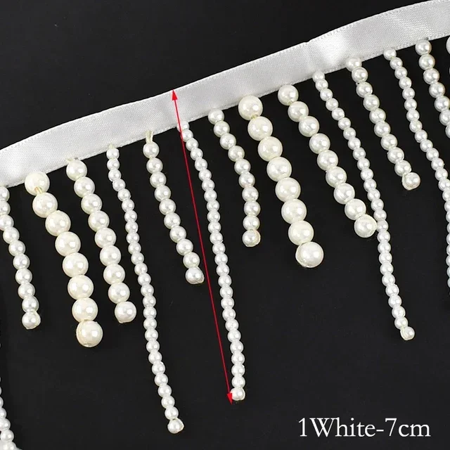 1/2Yards Pearl Beaded Tassel F - مراجعة Fringe Ribbon Sewing وسعره