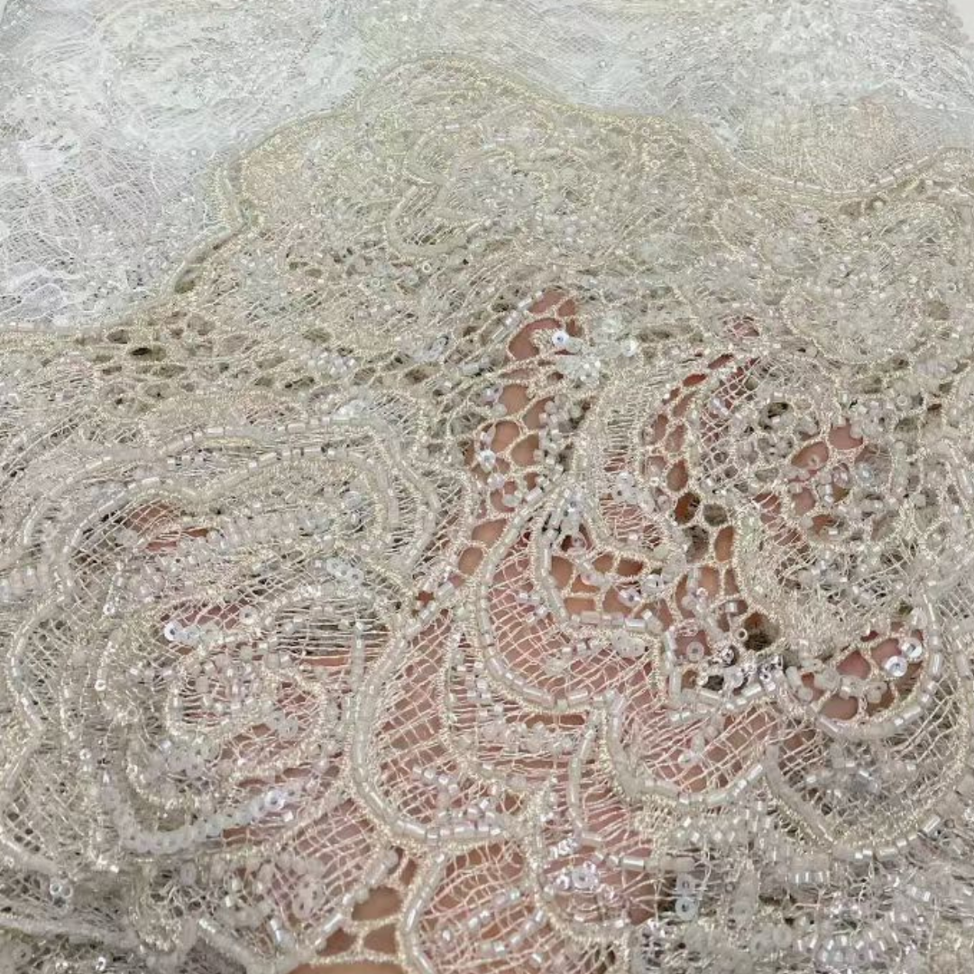 Lastest African French Floral  - مراجعة Beaded Trim Fringe وسعره