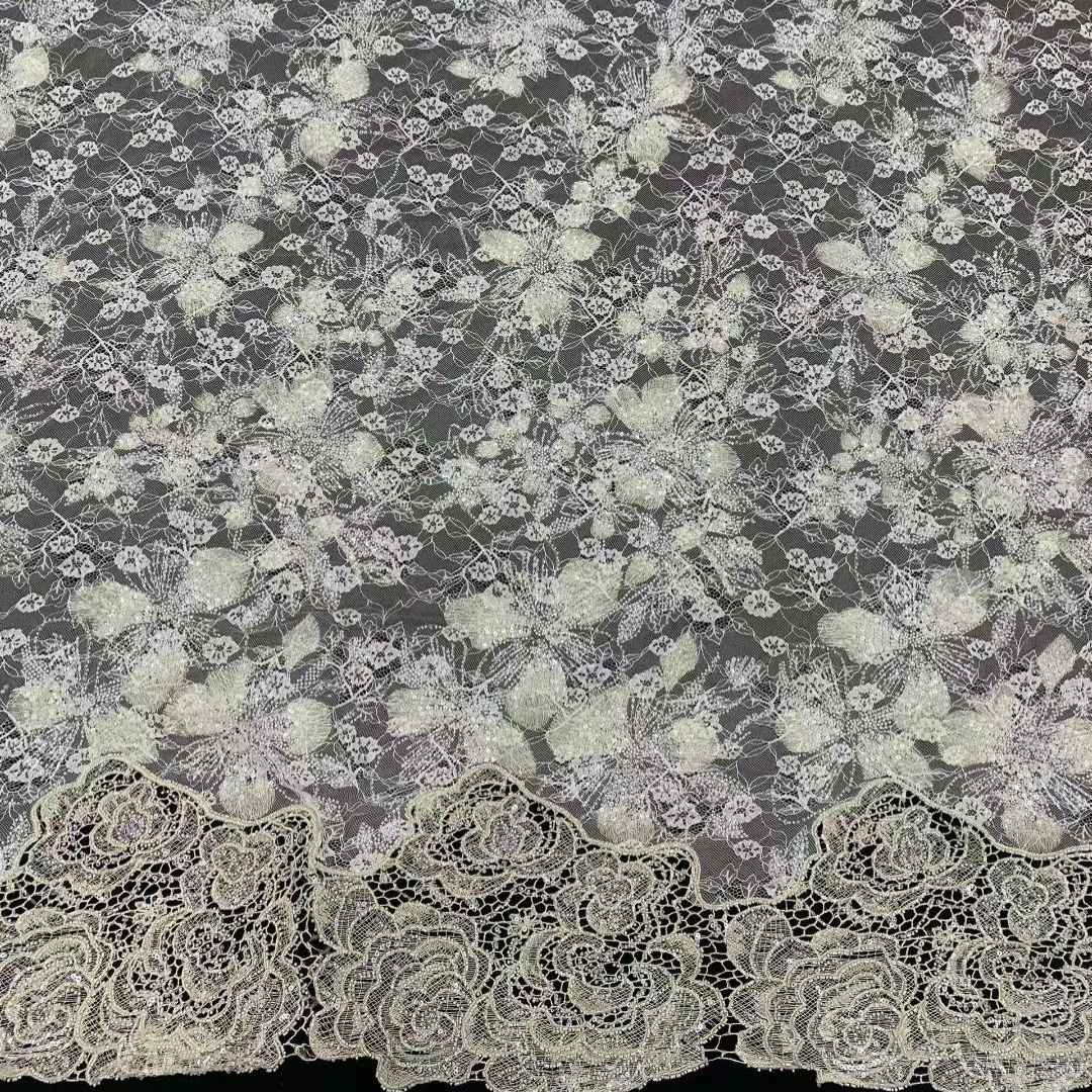 Lastest African French Floral  - مراجعة Beaded Trim Fringe وسعره