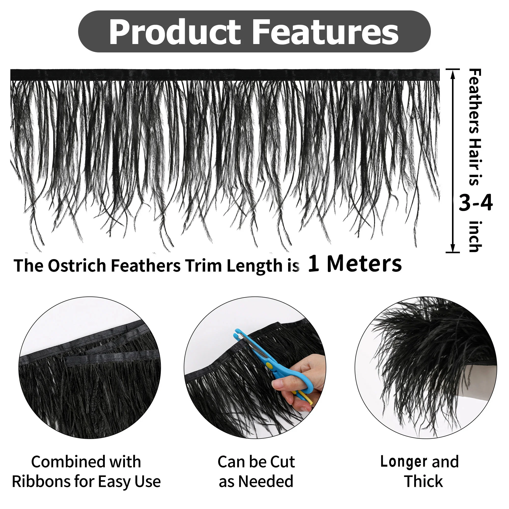1/10M Natural Plume Black Ostr - مراجعة Feather Trim Marabou وسعره