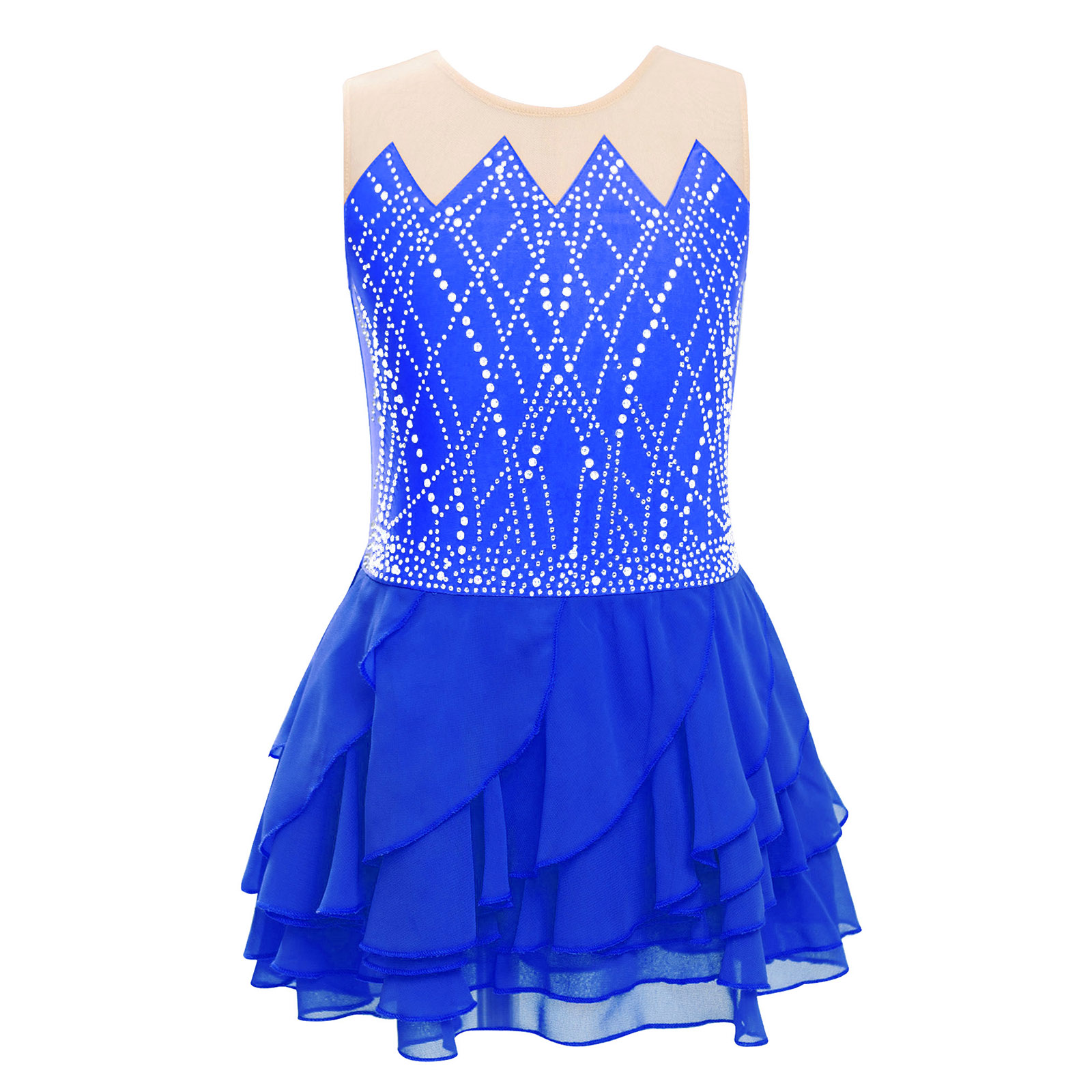 Girls Mesh Figure Skating Dres - مراجعة Rhinestone Banding Trim وسعره