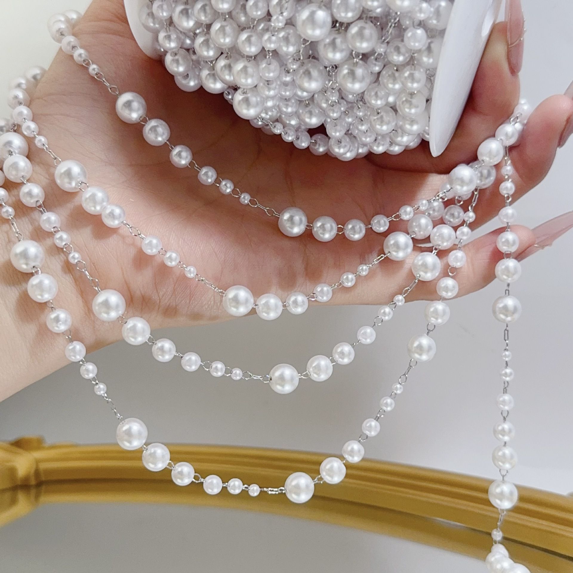 3-8mm Pearl Copper Chain, Anci - مراجعة Beaded Trim Fringe وسعره