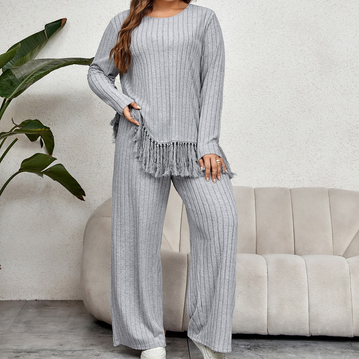 Women's 2-piece Set Casual Pan - مراجعة Tassel Fringe Trim وسعره