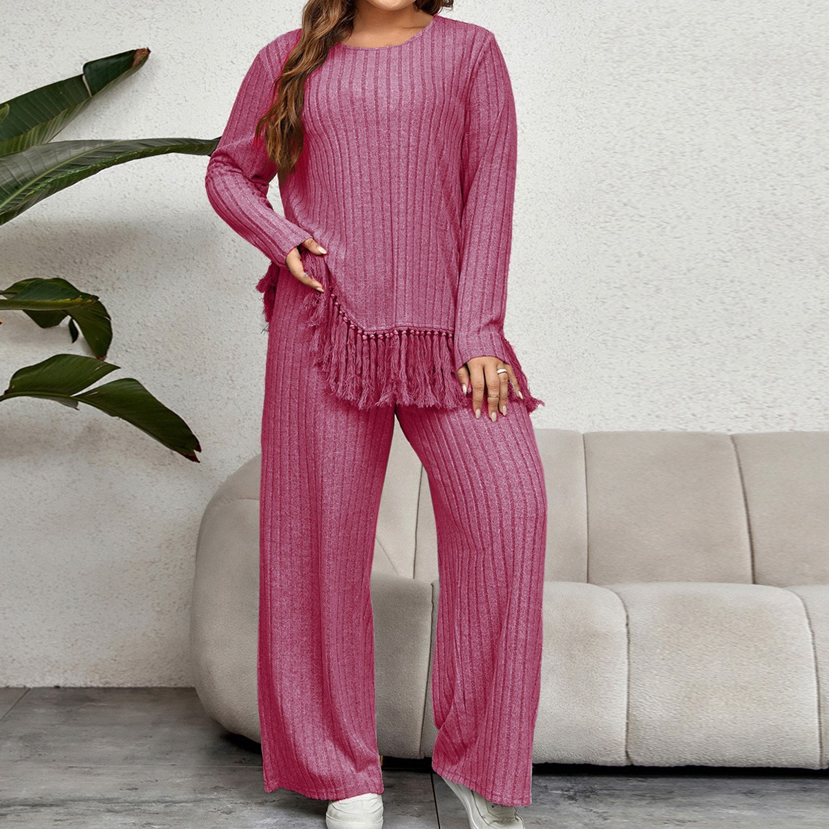 Women's 2-piece Set Casual Pan - مراجعة Tassel Fringe Trim وسعره