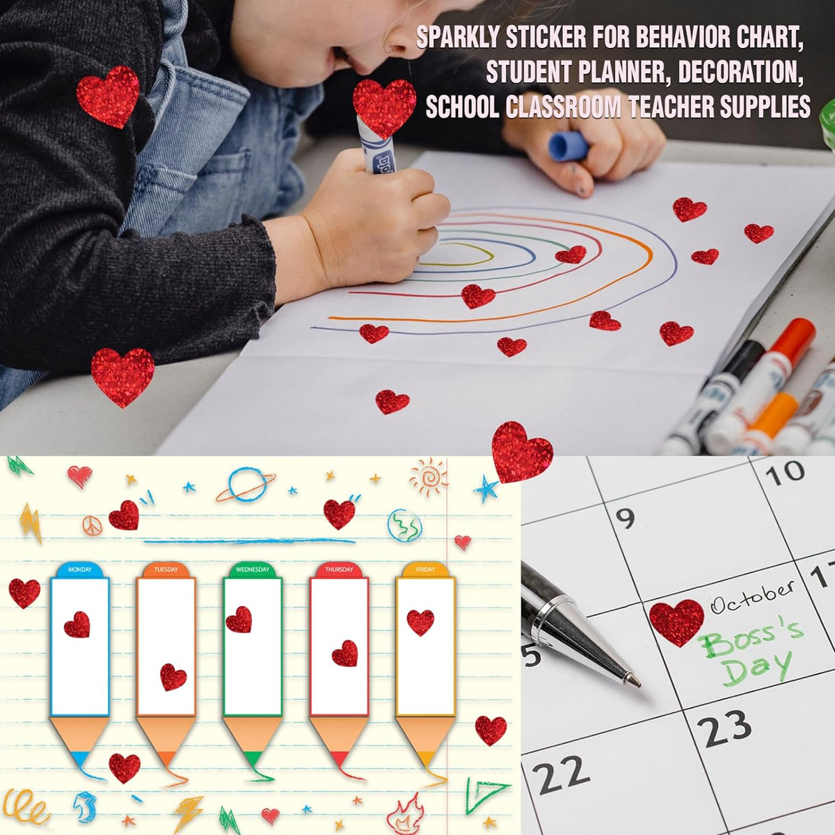 600 Pcs Red Heart Stickers, Sm - مراجعة Glitter Vinyl Roll وسعره