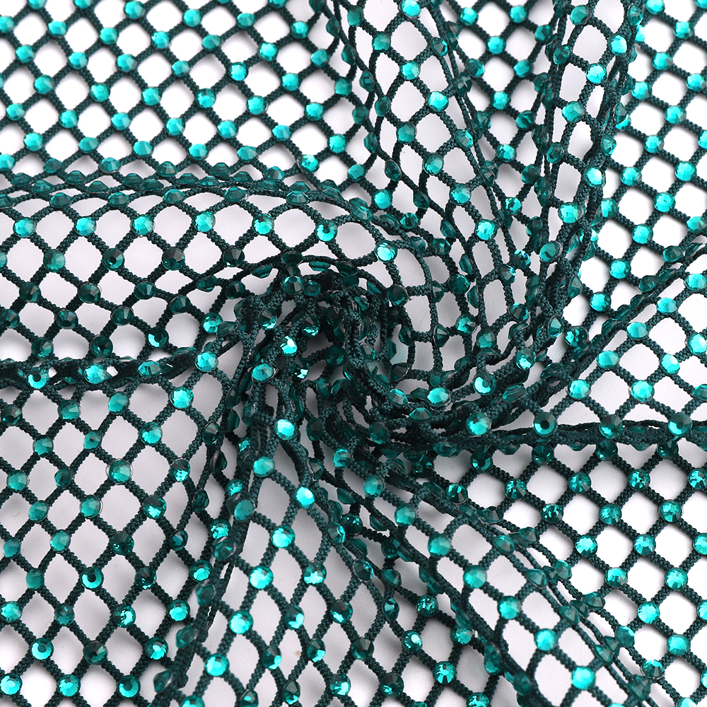 Blue Zircon Rhinestones Mesh A - مراجعة Crystal Mesh Fabric وسعره