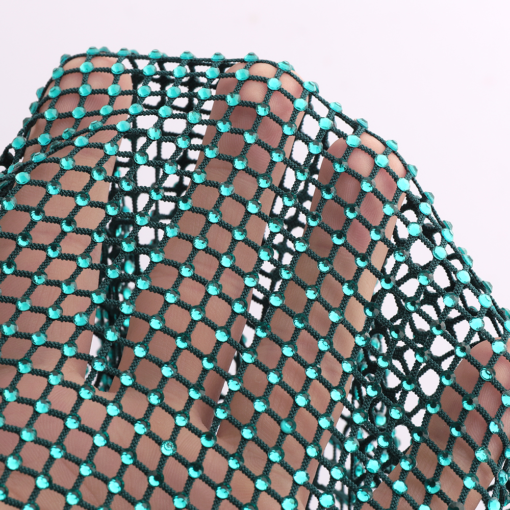 Blue Zircon Rhinestones Mesh A - مراجعة Crystal Mesh Fabric وسعره
