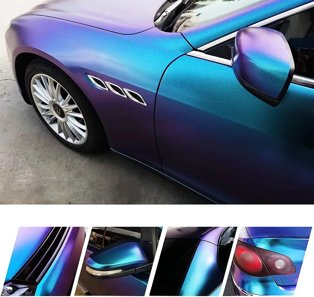 Matte Purple Blue Pearl Glitte - مراجعة Glitter Vinyl Roll وسعره