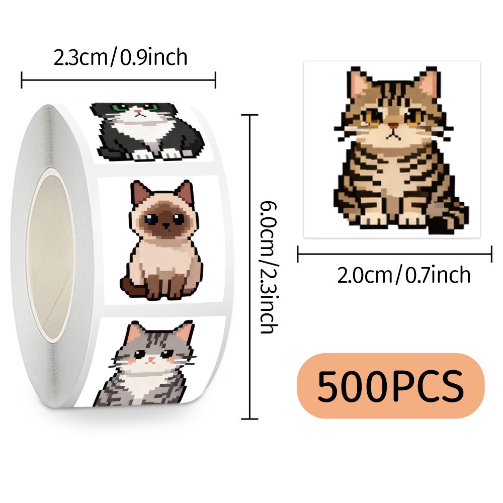 500 Pcs/Roll Cute Pixel Cat St - مراجعة Craft Embellishment World وسعره