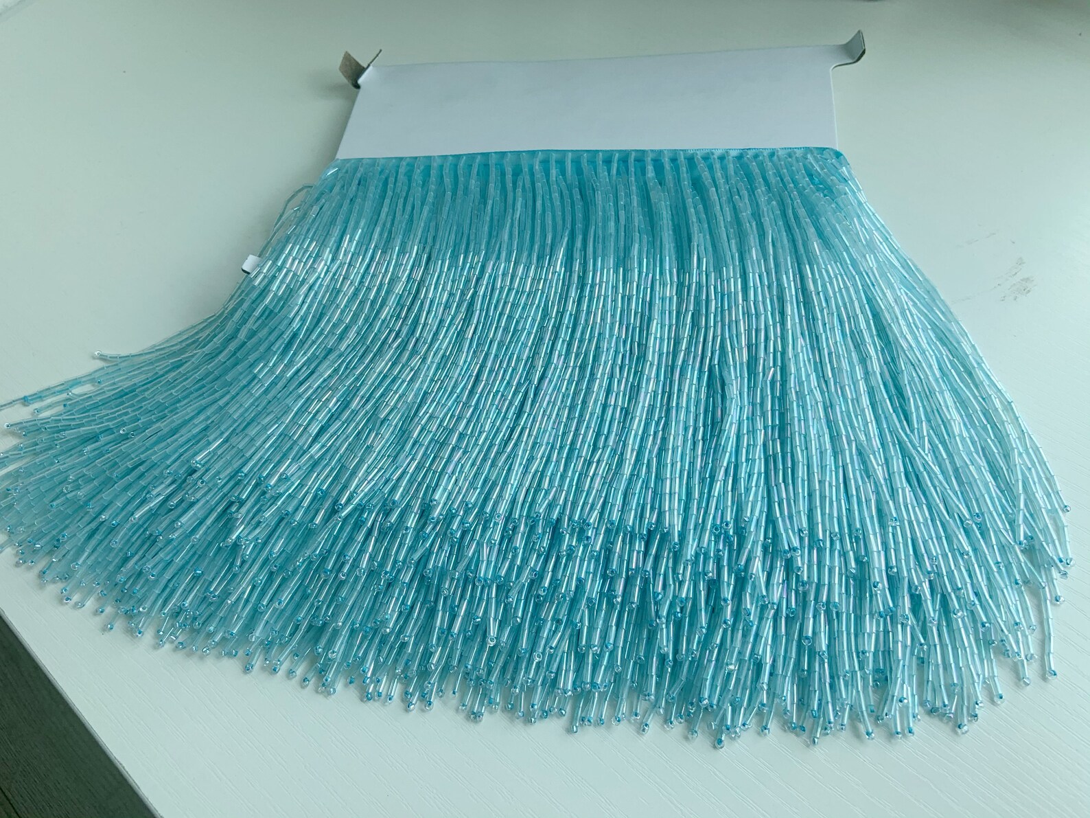 1 Yard Light Blue Bead Fringe  - مراجعة Beaded Trim Fringe وسعره