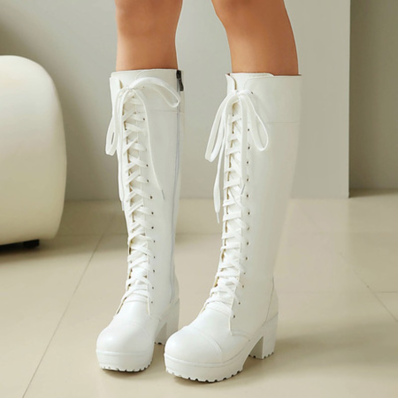 Womens Knee High Lace Up Comba - مراجعة Guipure Lace Panel وسعره
