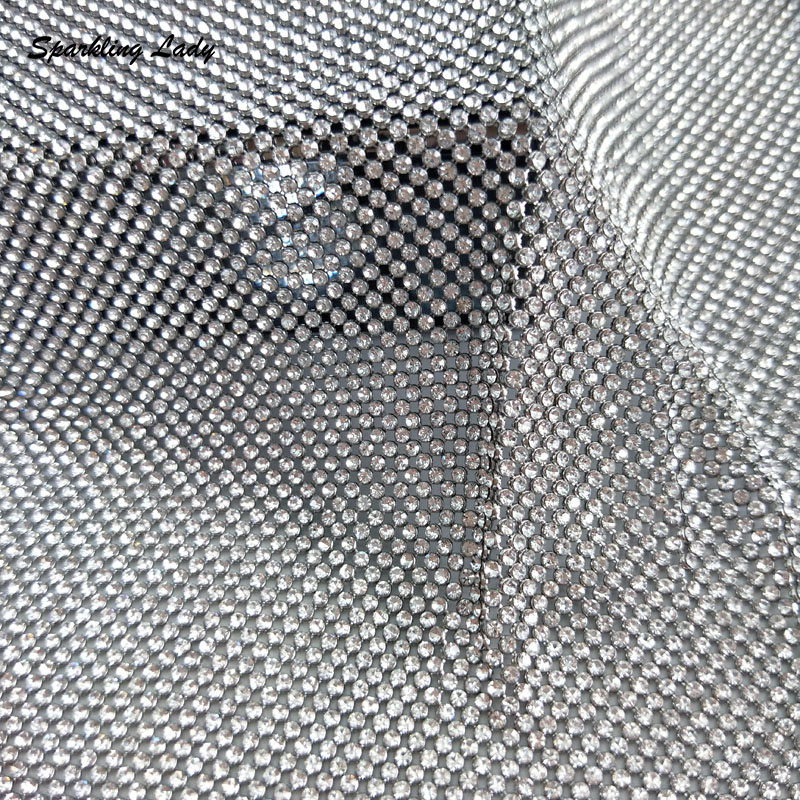 2MM Silver Crystal Mesh Fabric - مراجعة Crystal Mesh Fabric وسعره