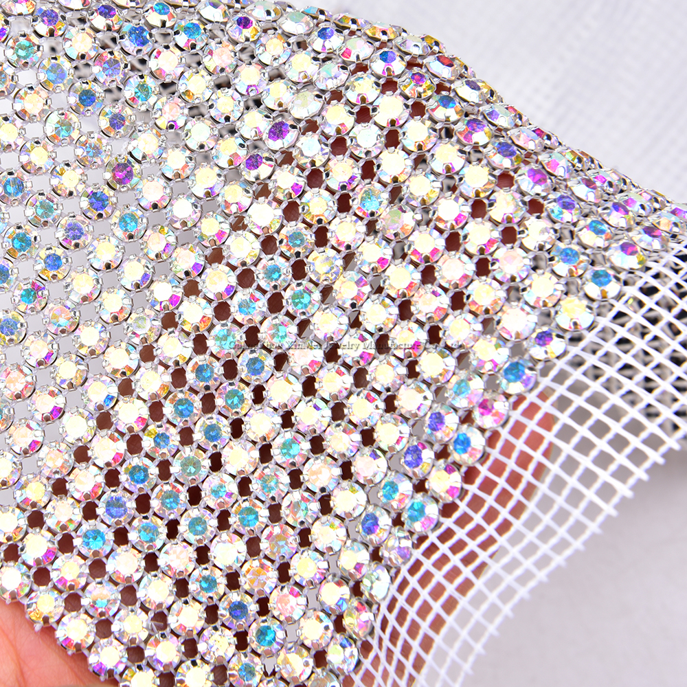 24 Rows Crystal AB Color Bling - مراجعة Crystal Mesh Fabric وسعره