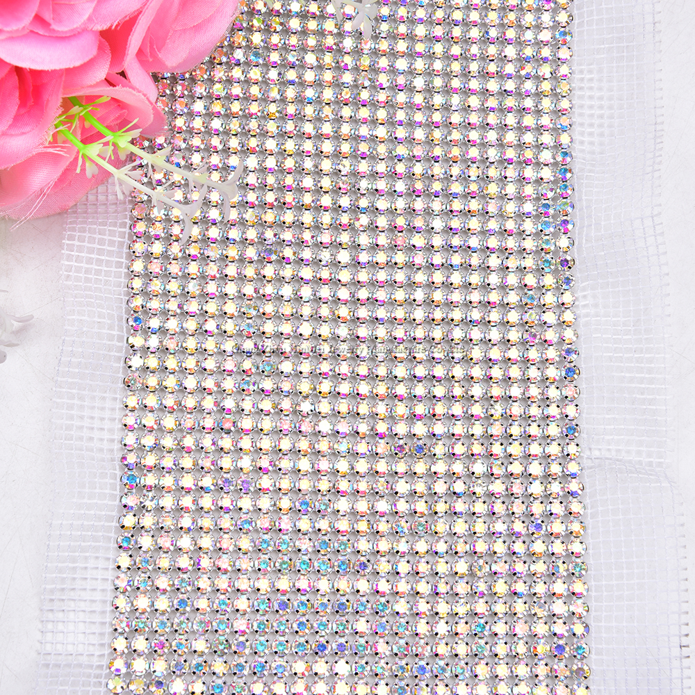 24 Rows Crystal AB Color Bling - مراجعة Crystal Mesh Fabric وسعره